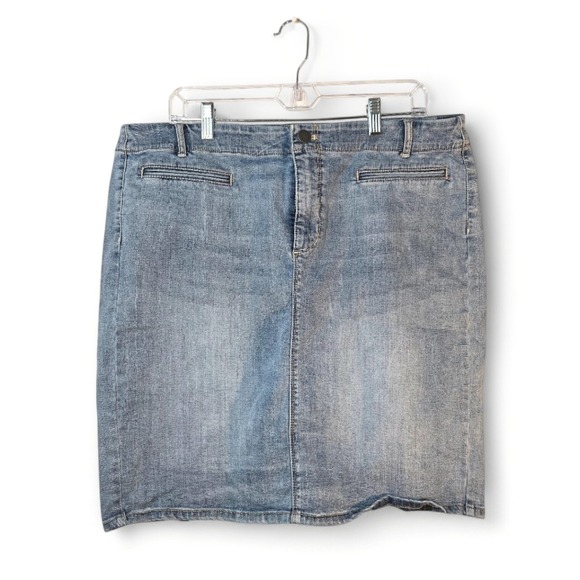 J. Jill Dresses & Skirts - J. Jill Smooth Fit Denim Blue Stretch Jean Skirt Classic Style Size‎ 16